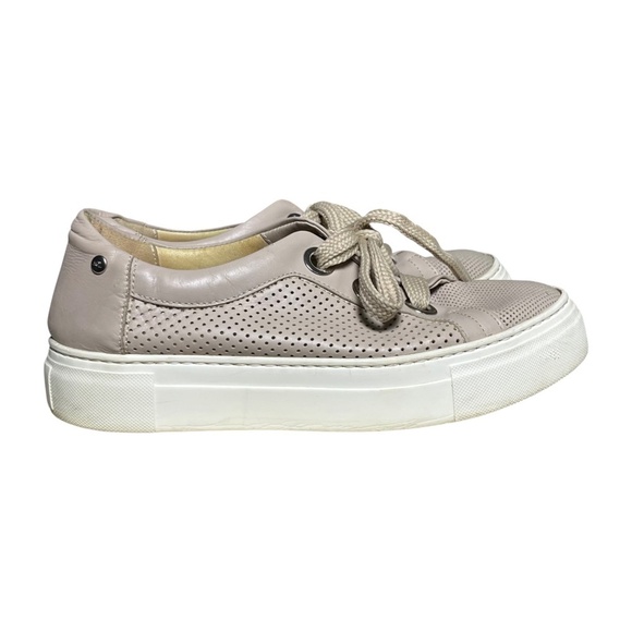 AGL Blondie Perforated Platform Leather Sneakers Talc Pink Women's Size 40 US 10